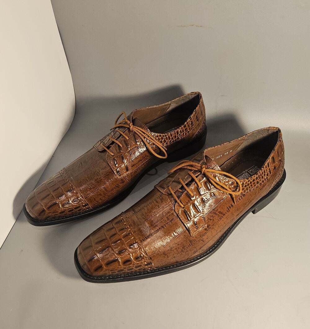Stacy Adams Esposito Cap Toe Oxford Dress Shoes Animal Print Brown Men’s Sz 13 M